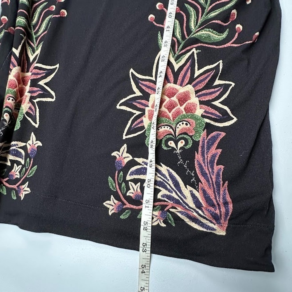 Farm Rio Anthropologie Dress Womens GG US Extra Large Black Floral Stretch Boho - Picture 13 of 14